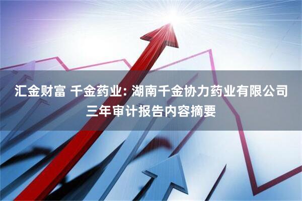 汇金财富 千金药业: 湖南千金协力药业有限公司三年审计报告内容摘要